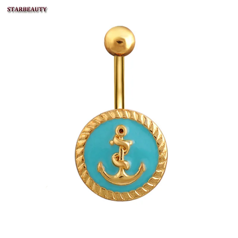 

Golden Anchor Navel Piercing Punk Pirsing Ombligo, Sexy Ear Ring Belly Button Rings Body Piercing Nombril, Drop Glaze Pircing