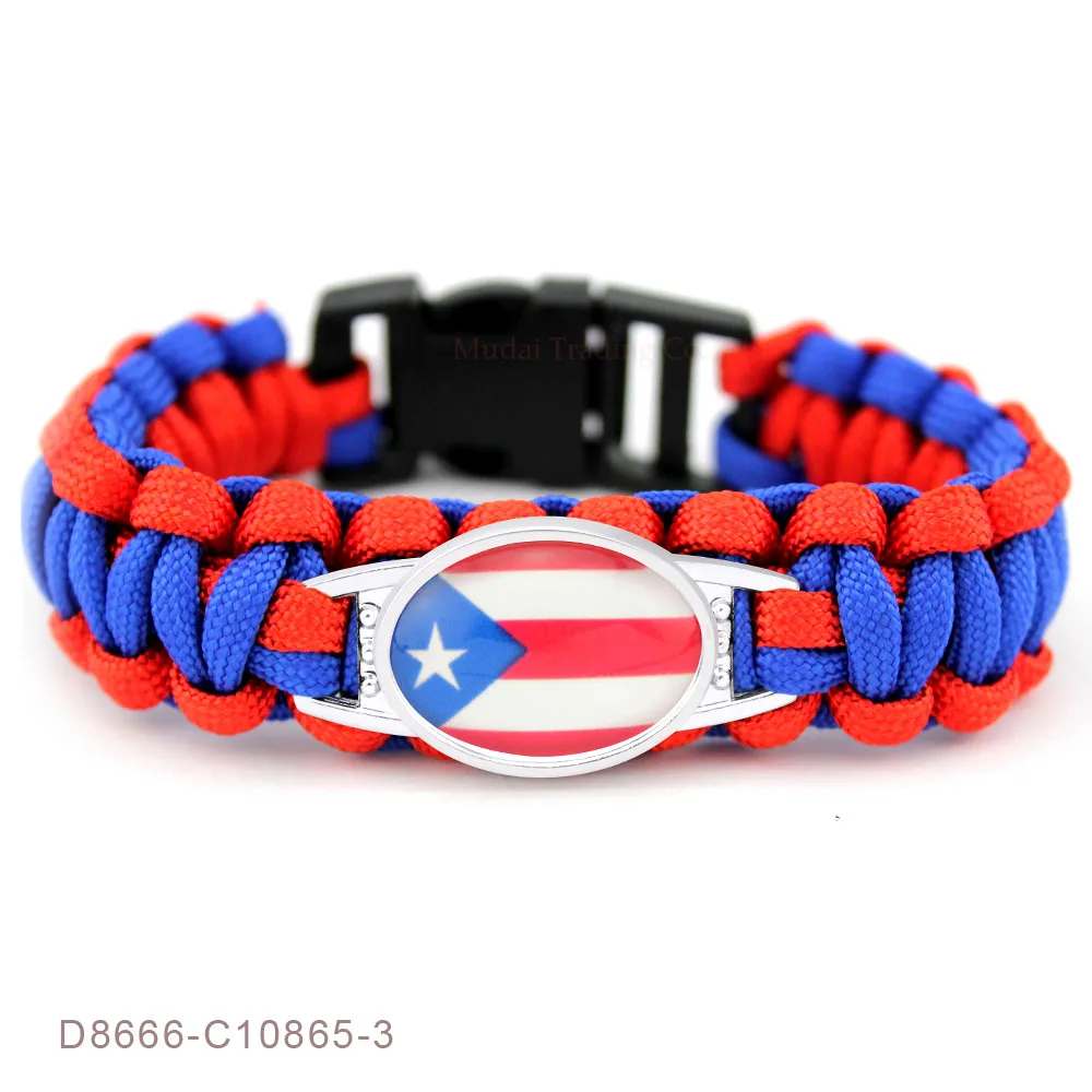 () Flag of Puerto Rico Paracord Survival Outdoor Camping Bracelets for
