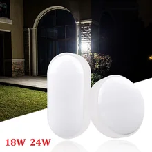 AC85-265V 18 Вт 24 Вт светодиодный настенный светильник влагостойкий крыльцо свет крепящийся на поверхность Круглый Овальной Формы для наружного сада ванной комнаты свет