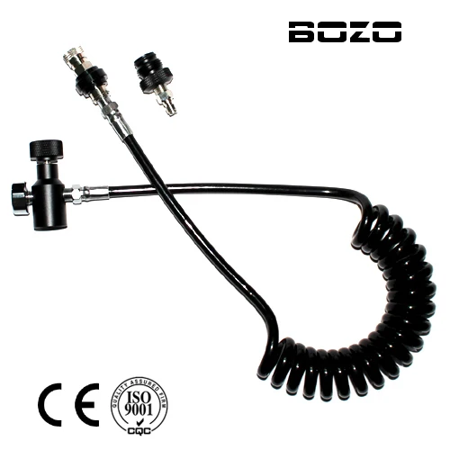 

Coil Remote Hose Thick line 2.5M and 1500psi gauge WITH Slide Check with quick disconnect part (BLACK) airsoft paintball New