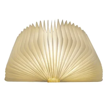 

Eye Care Tool USB Rechargeable LED Foldable Wooden Book Shape Desk Lamp Nightlight Booklight for Health Care Warm White Light