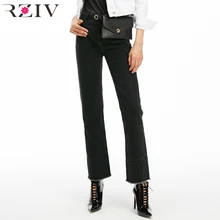 RZIV зимние женские джинсы черные прямые узкие брюки деним и джинсы женские Стрейчевые джинсы женские повседневные джинсовые штаны плюшевая манжета