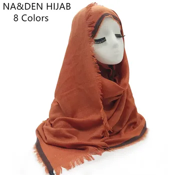 

1PCS Hot sale pure color with fringed high quality cotton Scarf with tassel For Women muslim Scarf Shawl fast shipping
