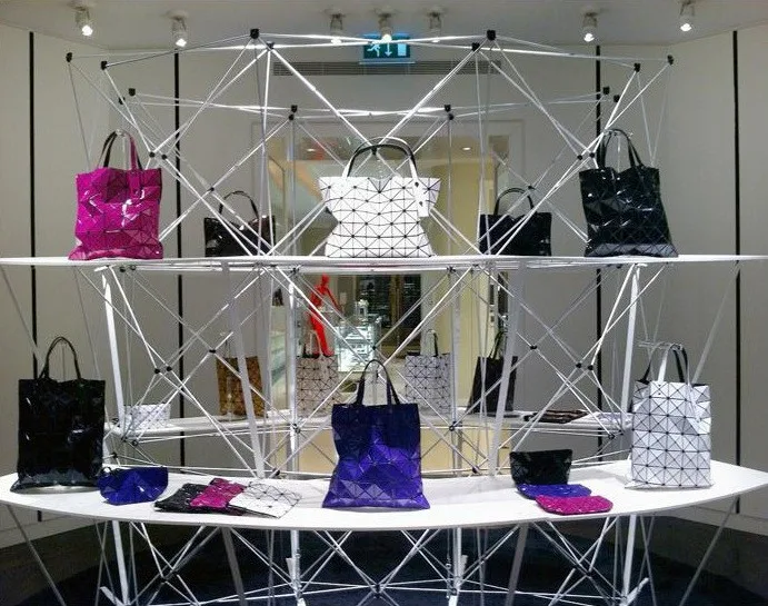 Deformable Women Handbag Geometry Quilted Plaid Mosaic Sequins Mirror Shoulder Tote Bag BaoBao Lattice Laser Foldable PU Bag (1)