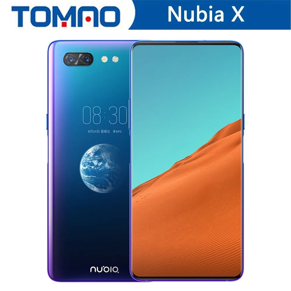 

ZTE Nubia X Mobile Phone 8GB/128GB Snapdragon 845 Octa Core 6.26+5.1'' Dual Screen 16+24MP Camera 3800mAh Phone OceanBlue Google