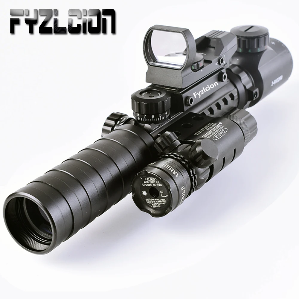 

Tactical 3-9X32EG Riflescope Long Range Red Dot Laser/ Red/Green Dot Holographic Reflex Sight 3 in 1 Combo for Rifle /Airsoft