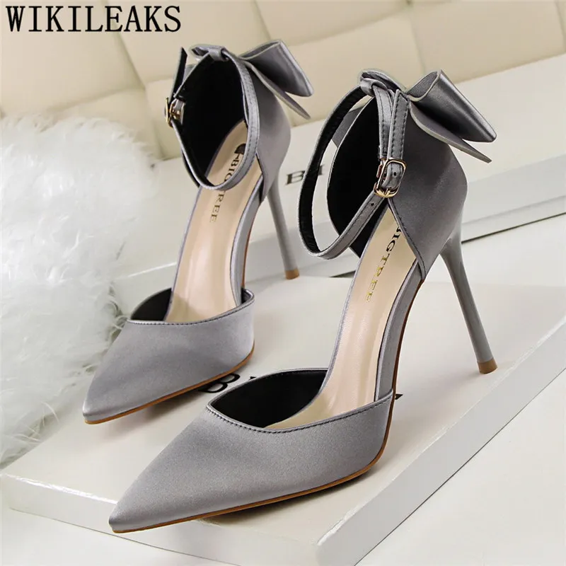 

wedding shoes Butterfly-knot Mary Jane shoes high heels sandals women bigtree shoes 10cm dress shoes women chaussures femme