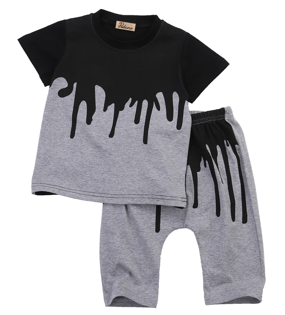 

2pcs Newborn Toddler Infant Kids Baby Boy Clothes T-shirt Tops Short Sleeve + Pants Long Fashion Outfits Set Kids Boy 0-4Y