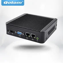 Barebone QOTOM Dual Lan мини-ПК с процессором Celeron/Core i3/Core i5, 2 LAN, 4 USB, 10 W, маленький HTPC 1080P WIN 10 Linux