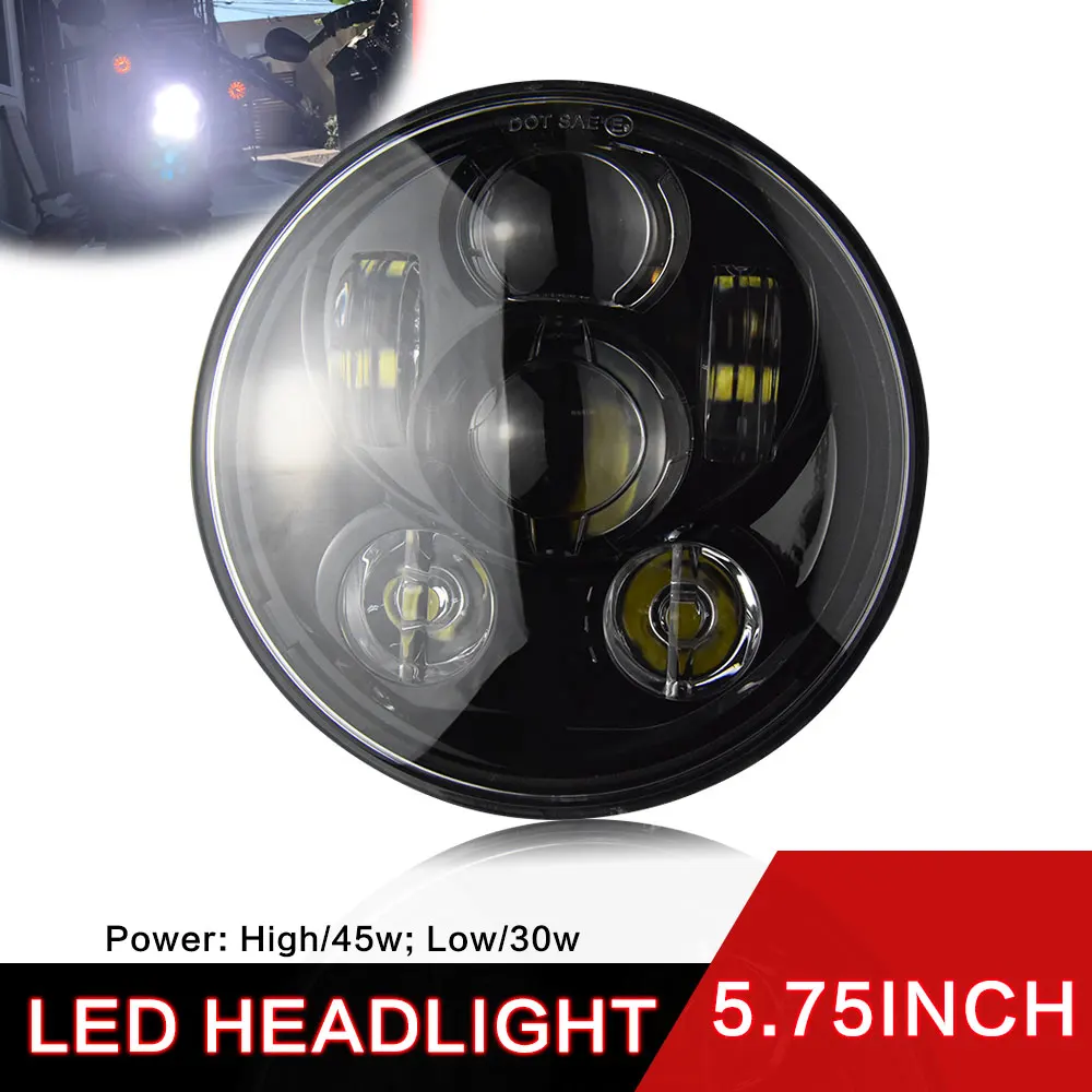 

Crbrillar 5.75 Inch Led Moto Headlight 45W High Low Beam for Harley Davidsion Motorbike Accessories Motorcycle Headlight 12V 24V