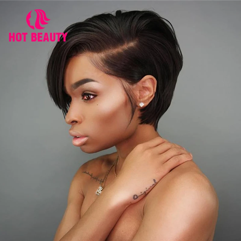 Hot Beauty Hair Lace Front Human Hair Wigs Short Bob Wig 150%Density Brazilian Remy Hair Straight For Black Women 4x13 Lace Wig