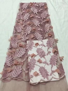 

African George Lace Fabric 3d flowers Applique Lace Nigerian beaded High Quality African George Fabric For Wedding Party Dress
