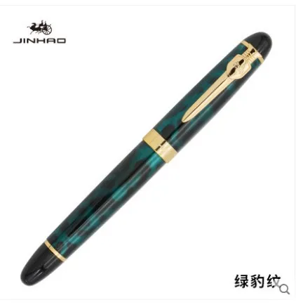 Роскошный бренд Jinhao Серебряная перьевая ручка из нержавеющей стали Средний 18KGP