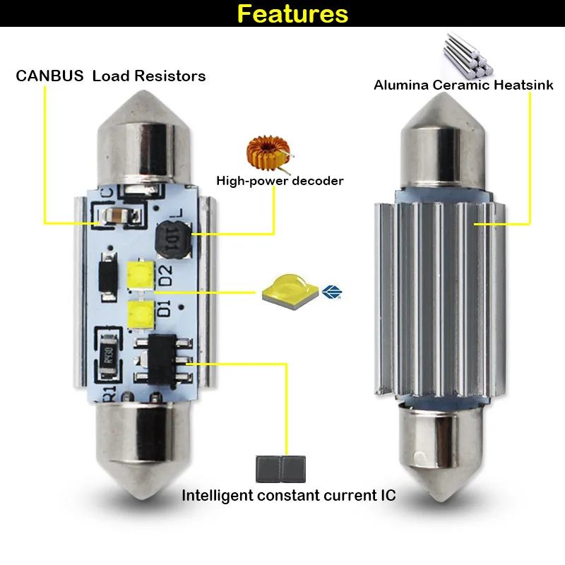 IJDM c5w светодиодная лампа CANBUS OBC 12V Festoon 31 мм 36 мм 39 мм 41 мм 44 мм c10w светодиодная Авто интерьерная купольная лампа для чтения грузовая зона белого цвета