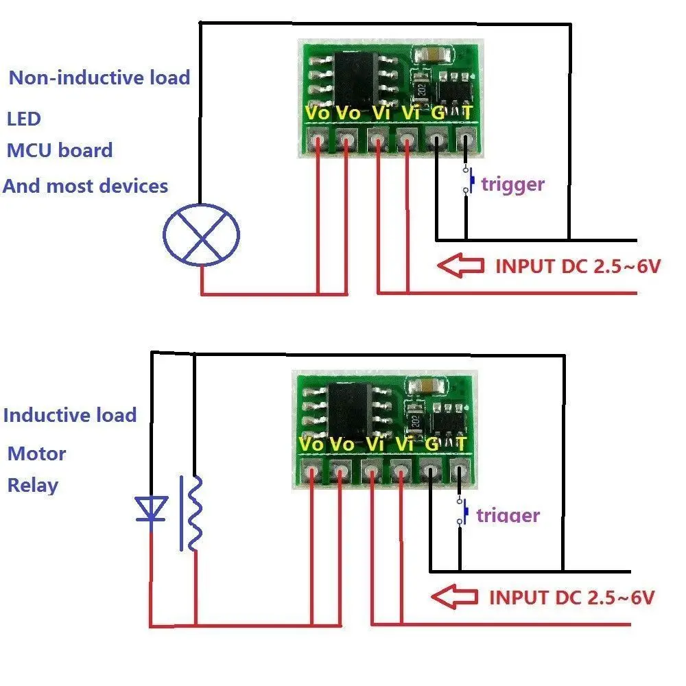 3V-24V 5A módulo de conmutador de cierre flip-flop biestable 5000mA LED de un solo botón se h *