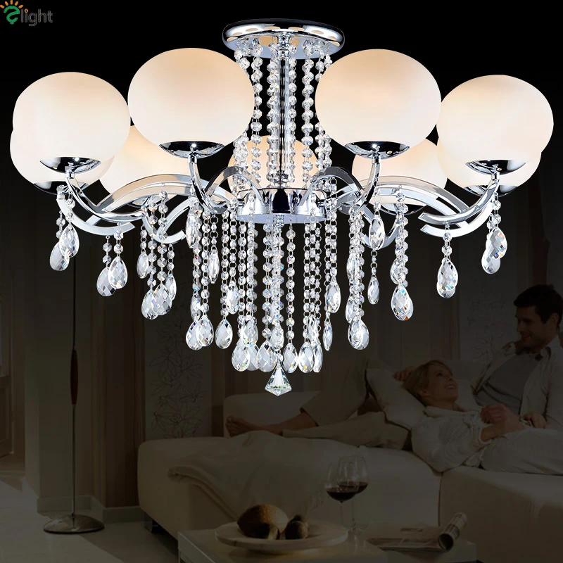 Chandeliers Shop For Cheap Europe Lustre Crystal Led Chandeliers Luminarias Novelty Chrome Metal Glass Living Room Led Chandelier Lighting Lights Fixtures