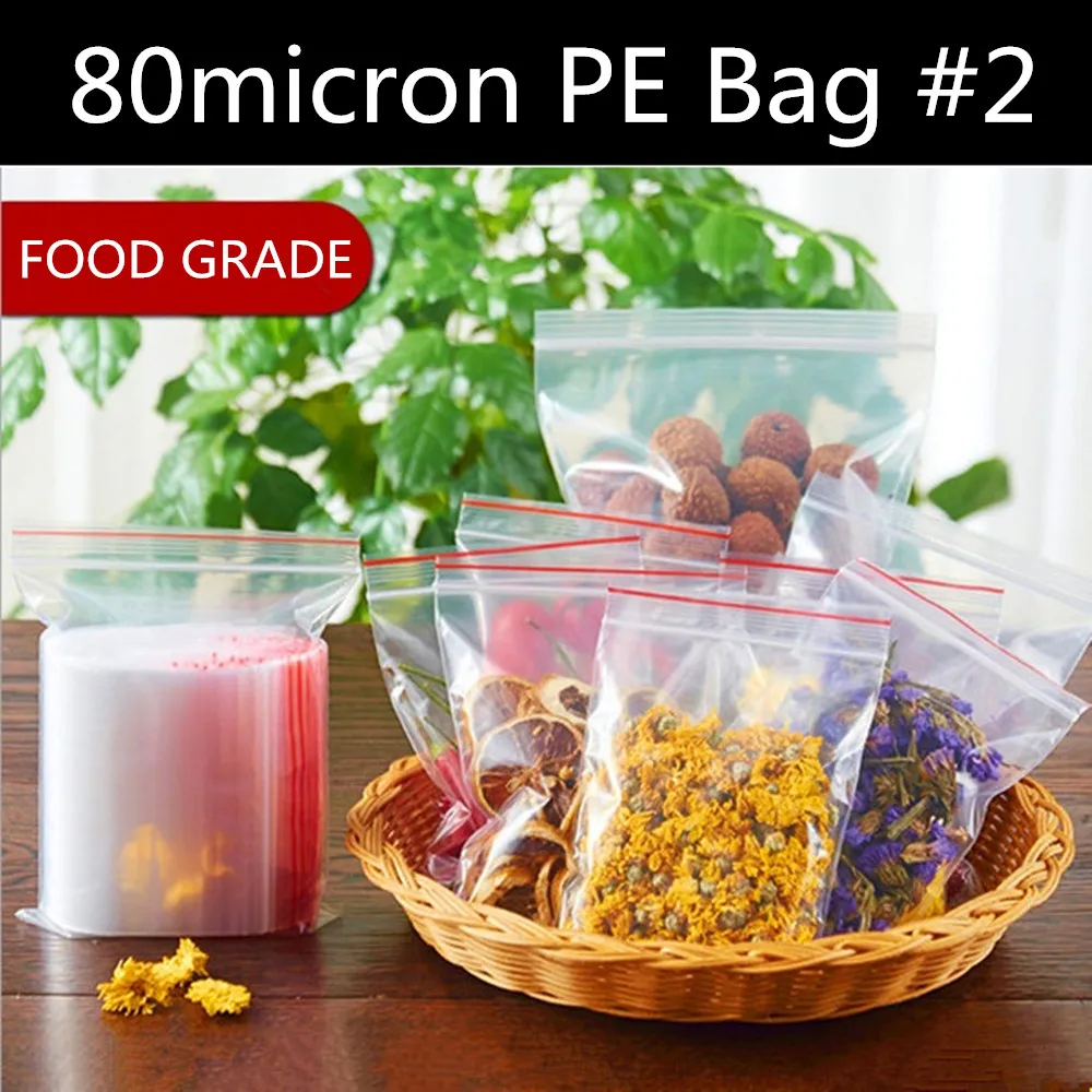 500pcs 80micron Small PE Clear Plastic Bag Reclosable Jewelry Bag Poly
