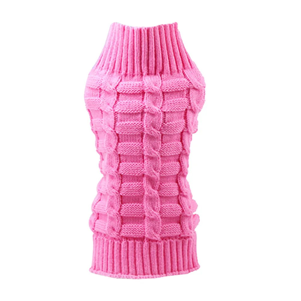 Зимний теплый свитер с воротником под горло для домашних животных, собак, кошек, пальто, костюм, одежда 10,24 - Цвет: PK