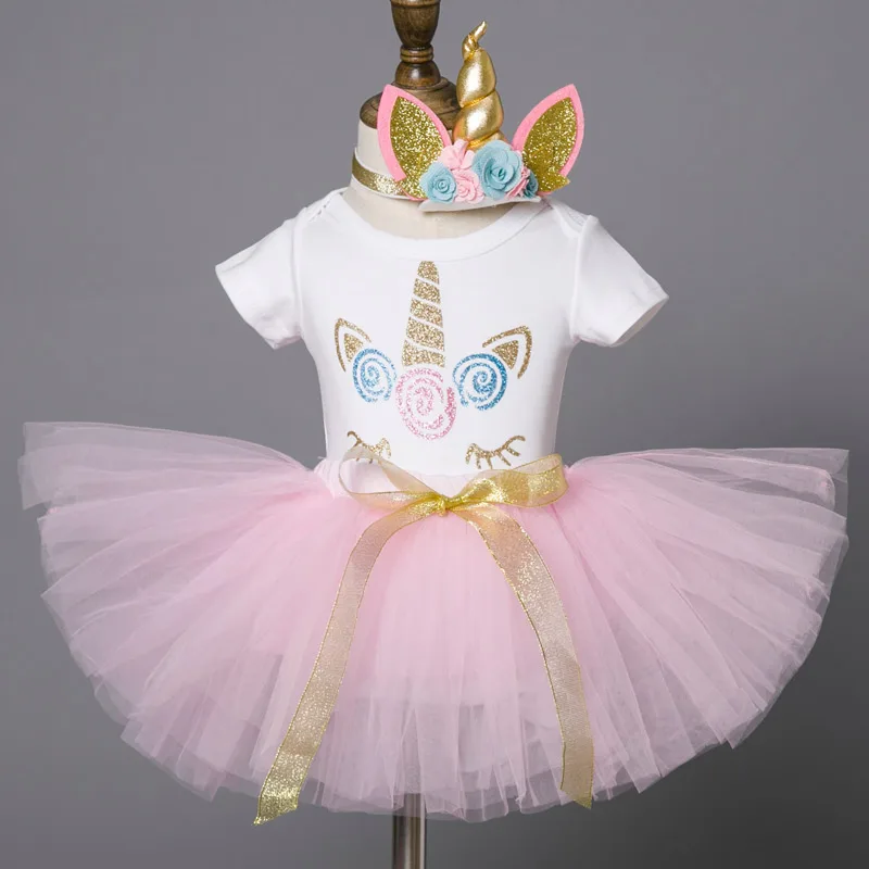 Платье-пачка для маленьких девочек на день рождения одежда для малышей платья на крестины с единорогом для девочек возрастом от 12 до 24 месяцев