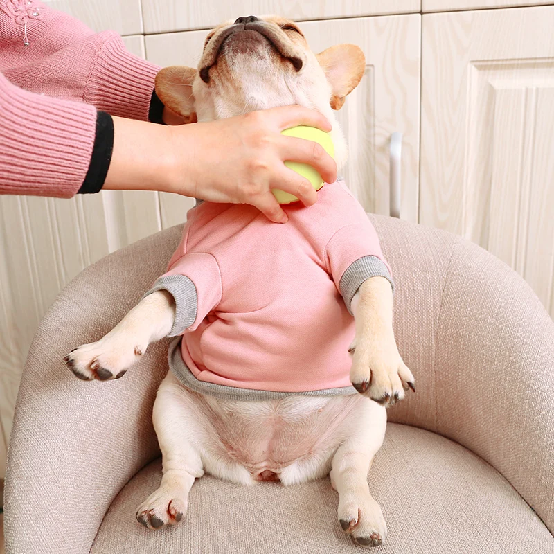 Французский бульдог корги Мопс маленькая и средняя одежда для домашних животных Весенняя хлопковая розовая футболка с круглым вырезом и принтом