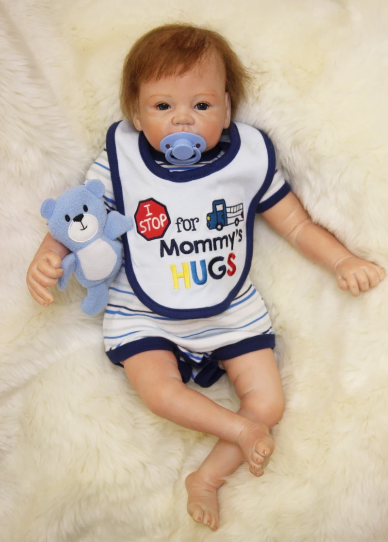 

NPK Soft Silicone Cloth Body Reborn Baby Doll Lifelike 55 cm Educational Newborn Baby Dolls Pacifier Gifts Toy