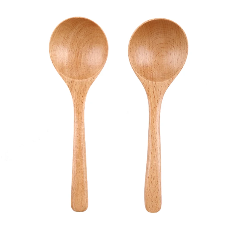 Large Wooden Soup Spoon Kitchen Long Handled Rice Spoon Wood Big Dinner Spoon Ladle Chinese Tablespoon Wooden Cutlery Tableware (2)