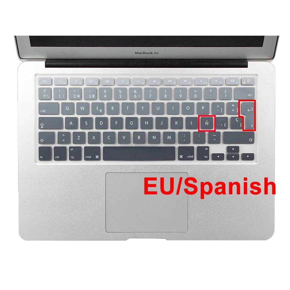 Евро, испанский, английский, русский, водостойкий, пылезащитный чехол для клавиатуры macbook air 13, защита, постепенное изменение цвета, pro 13 15 retina - Цвет: EU Spanish Grey