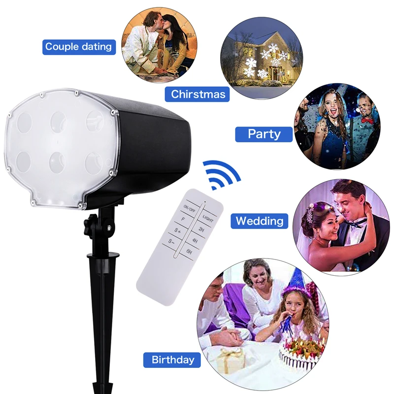 Holiday Lighting Christmas Floodlights 6LEDs White Light Dynamic Snowing Snowflake Indoor Outdoor Party Lights AU/EU/US/UK Plug Holiday Lighting Christmas Floodlights 6LEDs White Light Dynamic Snowing Snowflake Indoor Outdoor Party Lights AU/EU/US/UK Plug