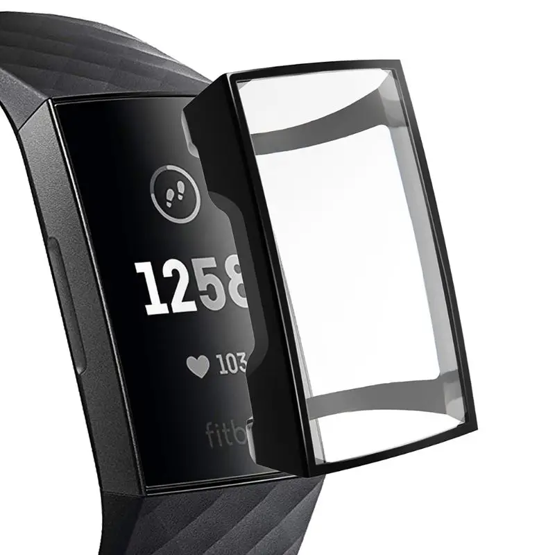 

Protective Case Cover Screen Protector TPU Shell Waterproof Shockproof Smart Watch Accessories for Fitbit Charge 3