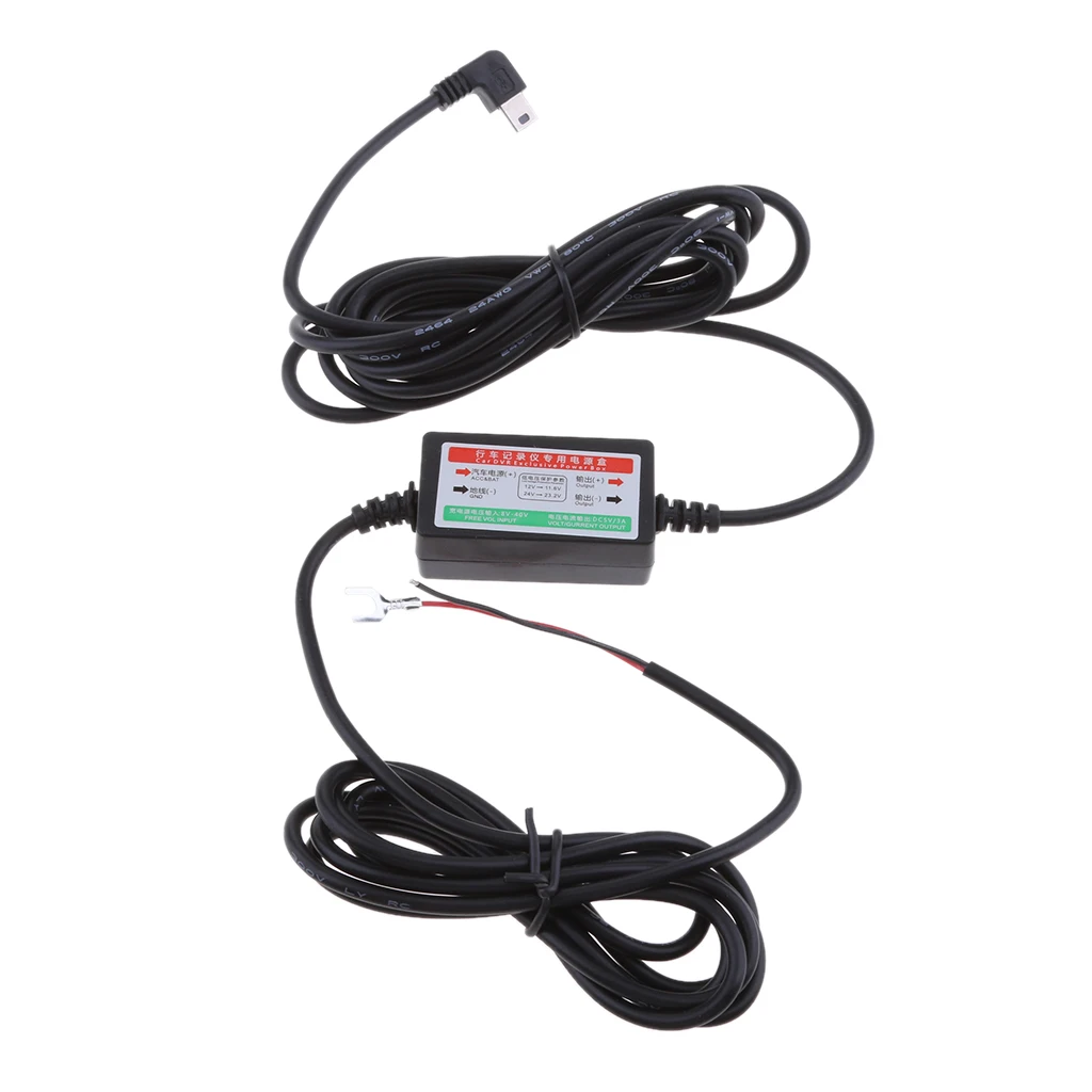Премиум Dash Cam проводной Наборы, 8/36V до 5 V/3A Мощность адаптер переменного тока, мини USB правый изгиб штекер зарядными кабелями, для автомобилей фургоны