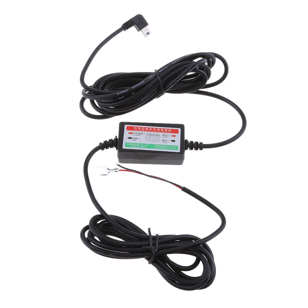 Premium Dash Cam Hardwire Kits, 8/36V to 5V/3A Power Adapter, Mini USB  Right Bend Plug Charge Cables, for Cars Van Trucks