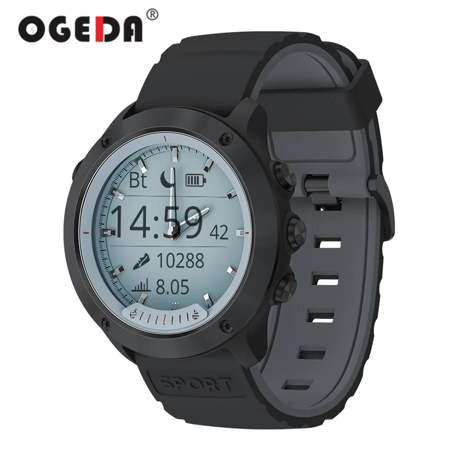 

OGEDA 2019 Smart watch M5 Transparent Screen IP68 Waterproof Luminous hands Heart Rate Monitor Stainless Steel Bezel BRIM