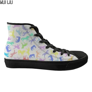 

Customized High Top Canvas Flats Ladies Shoes Woman Crazy Horse Puzzle Brand Designer Women's Casual Sneakers Lace Up Comfort