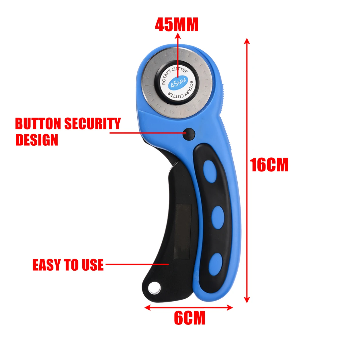 1pc Durable Blue Rotary Cutter 45mm Rotary Cutter Quilter Sewing Fabric Paper Leathercraft Craft Quilting Cutting Sewing Tools