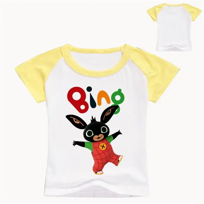 Летняя футболка для мальчиков детские хлопковые футболки с короткими рукавами и рисунком кролика из мультфильма «Bing» детские топы с кроликом для девочек футболки tr - Цвет: color at picture
