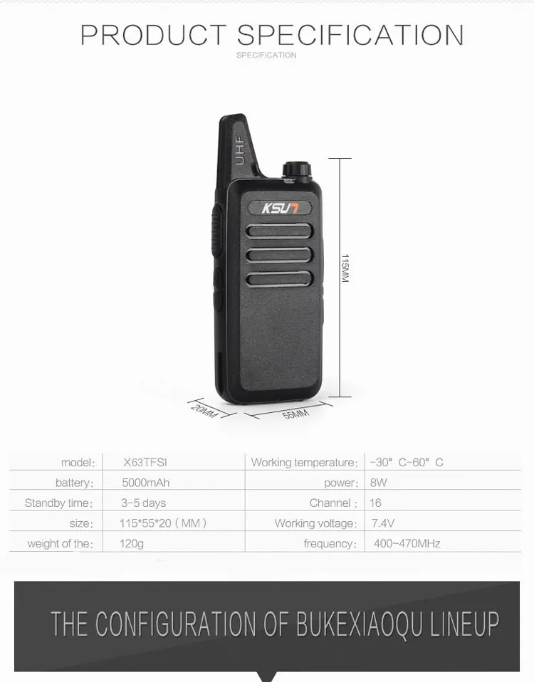 (2 шт.) KSUN X-63TFSI Ham двухстороннее радио Walkie Talkie двухдиапазонный трансивер BUXUN X-63 (черный)