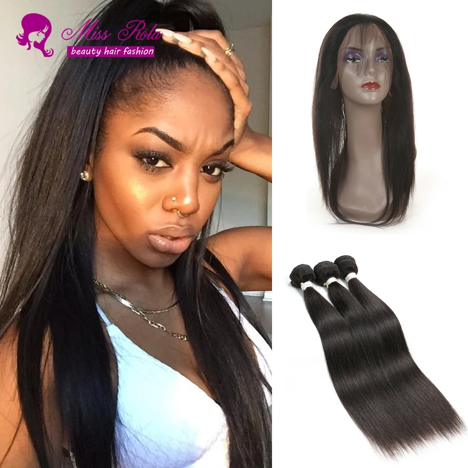 

Pre Plucked 360 Lace Frontal with Bundle 360 Lace Frontal Closure with Bundles Raw Virgin Peruvian Straight Hair with Closure