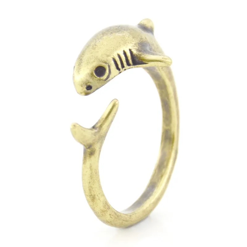 Fei Ye Paws, бохо, этнические акулы, животное, металлическое кольцо для женщин, Anel Fish Sea, ювелирное изделие, кольца на кастет для мужчин и девочек, уникальный подарок - Цвет основного камня: Antique Bronze