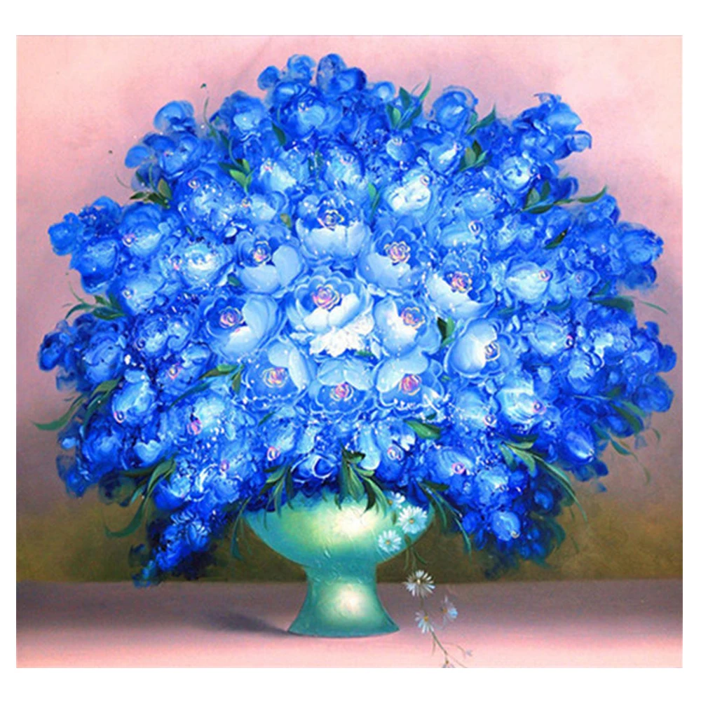 DIY Diamond Painting of blue flowers Full Rhinestone 3D dimensional Embroidery Series Home Decor