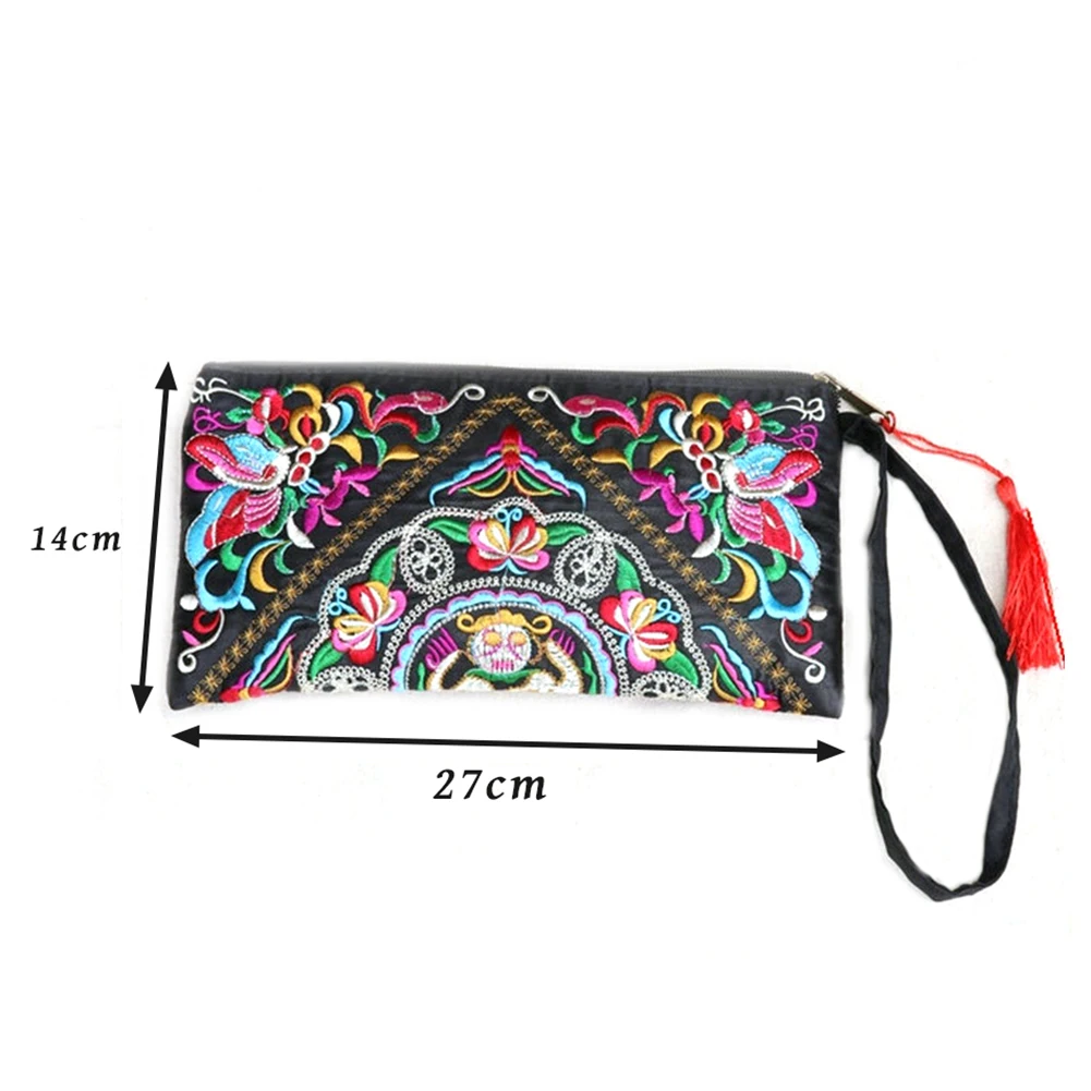 Этническая Стиль вышитые клатч модный кошелек вышивкой Ежедневные клатчи Wallet для хранения Повседневное для Для женщин топ-ручка сумки