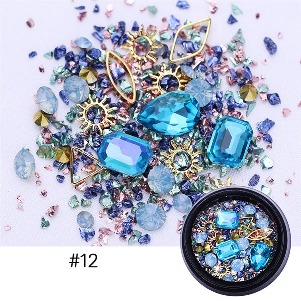 1 коробка разноцветные Стразы для ногтей 3D хрустальные камни для украшения ногтей Diy Дизайн Маникюр бриллианты - Цвет: 12