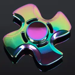 Красочная ветряная мельница Tri-Spinner Fidget Toy металлическая ручная Спиннер для аутизма и СДВГ дети взрослые фокус вращение четыре угла плоский