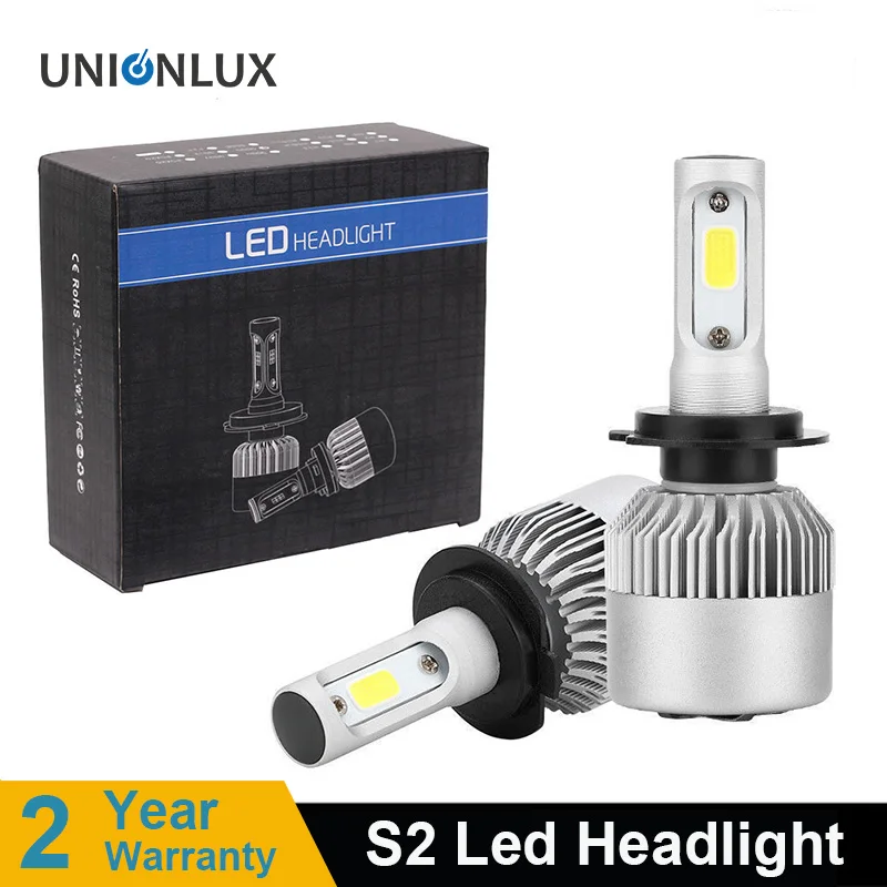 

S2 H4 H7 H11 H1 Car LED Headlight Bulbs 72W LED H7 9005 9006 H3 9012 H13 5202 COB Automobile Headlamp 6500K 12V 24V White