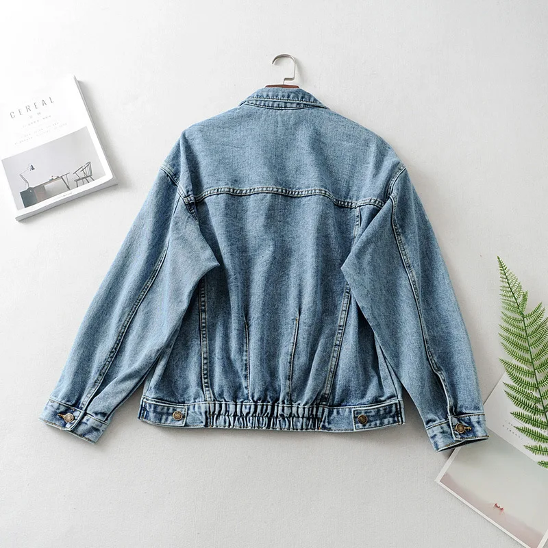 الربيع خمر واحدة الصدر الدنيم سترة عارضة BF عالية QualityJeans سترة المتناثرة معطف الإناث فضفاض الشارع الشهير الأساسية معطف