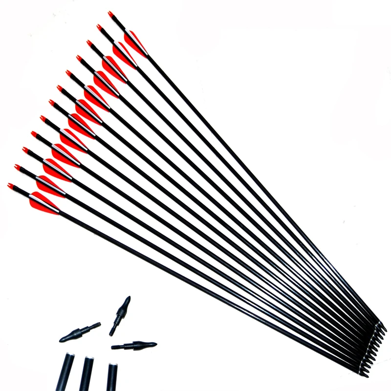 

Fiberglass Arrow 31.5"31"29"28" Archery Hunter Nocks Fletched Arrows With Replaceable Arrowhead For Recurve Compound Bow hunting