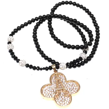 

Handmade twisted pearl bead chain necklace with gold alloy rhinestone cross Paris Eiffel Tower pendant