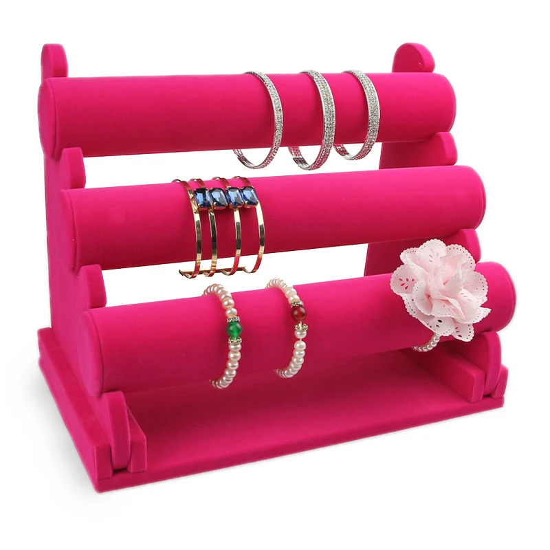 Good Quality and Cheap Price removable Three Layers pink Lint Bracelet Display removable multi layers bracelet