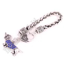 Родием цинковый усыпанный сверкающими Кристалл такса милая собака кулон браслет 15 см длины для ребенка