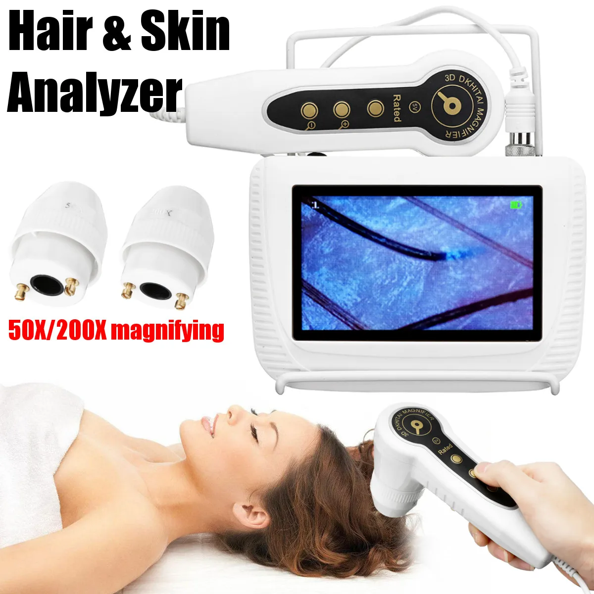 Профессиональный электрический портативный детектор для кожи лица, тестер влажности, анализатор для волос, цифровой прибор для ухода за кожей, дермоскопия