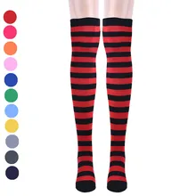 JAYCOSIN/гольфы женские 1 пара носков до бедра с бахромой Гольфы выше колена для девочек Полосатые дышащие нескользящие носки до щиколотки